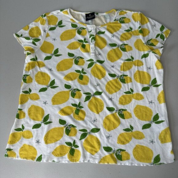 Bumblebella by Jill Martin Pajama Set Size M Lemon Print Loungewear - Picture 2 of 13